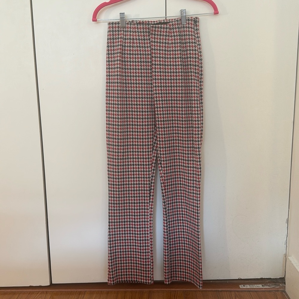 Free People Red and Black Houndstooth Pants